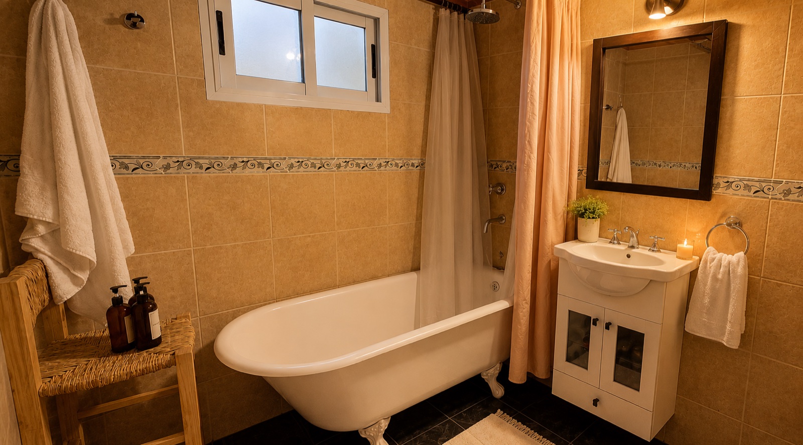 Baño completo con bañera antigua de patas