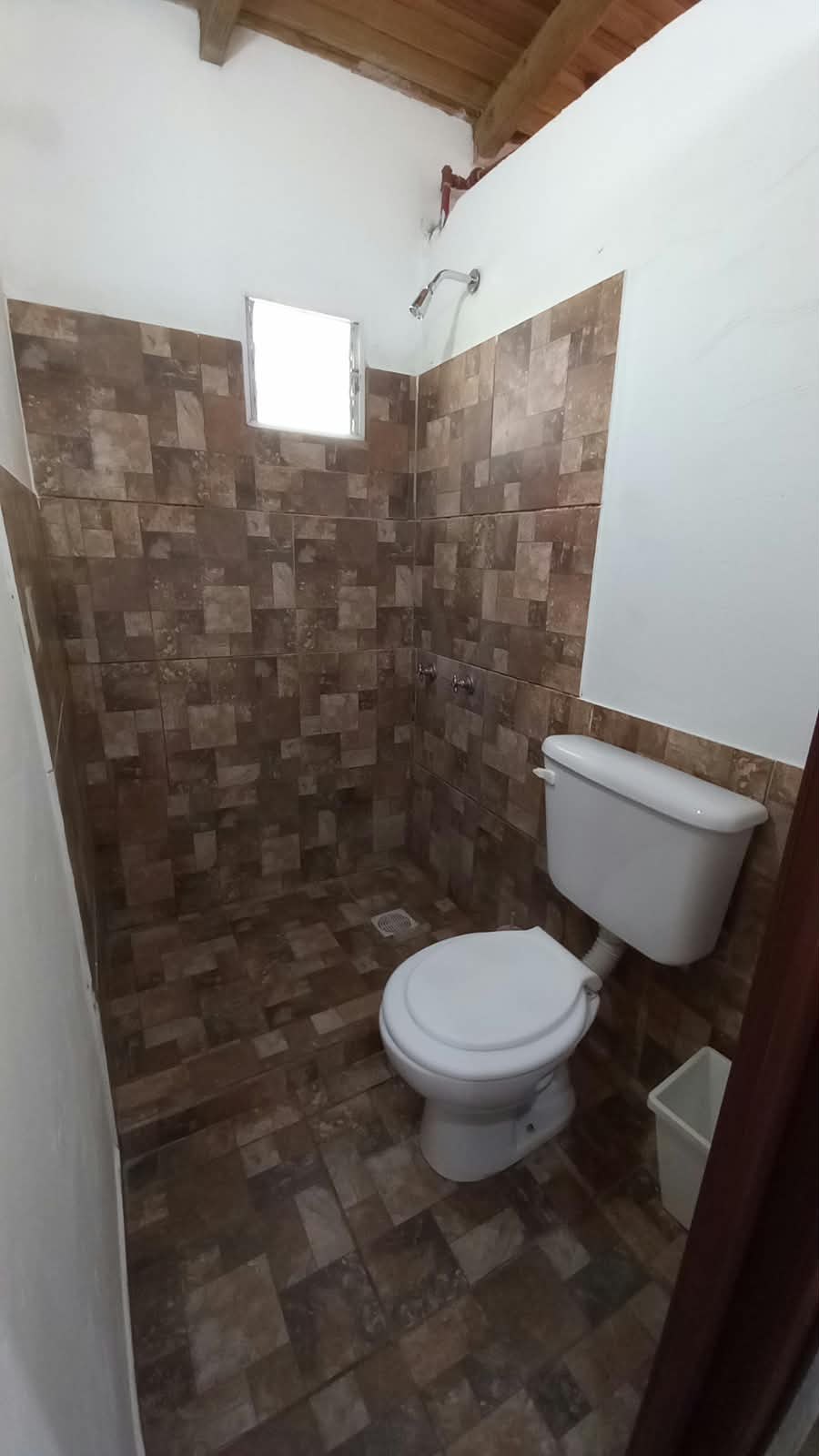 The shower in the bathroom