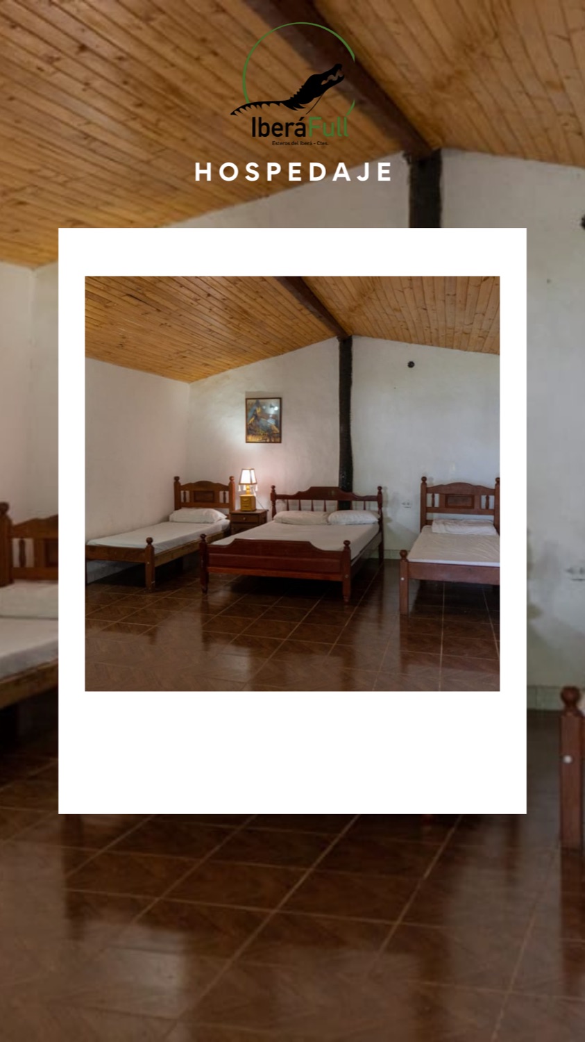 Habitación con camas individuales y techo de madera