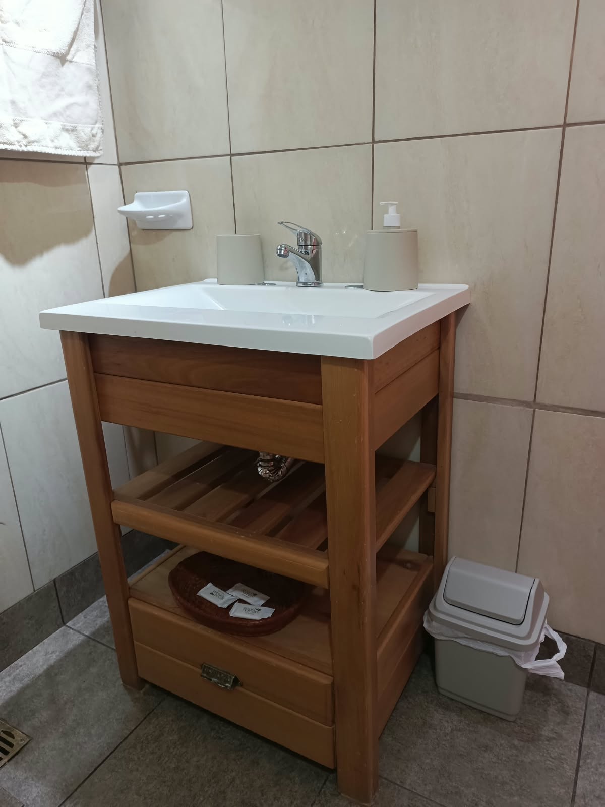 The bathroom vanity