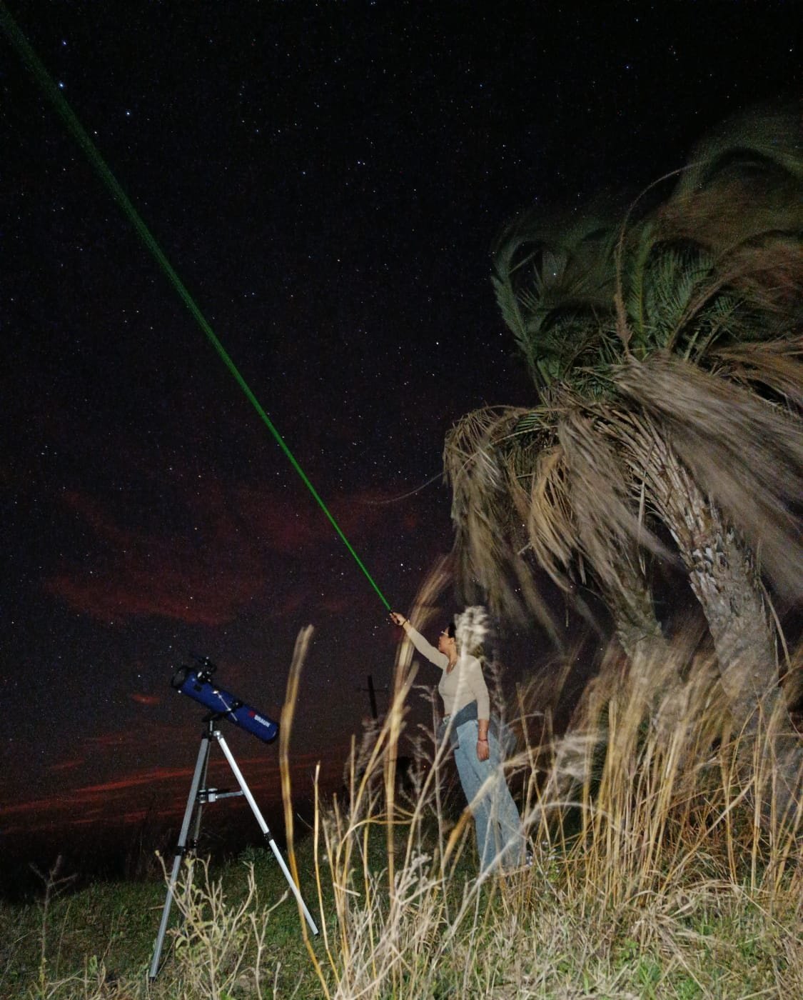 Sky watching with a telescope and a laser pointer