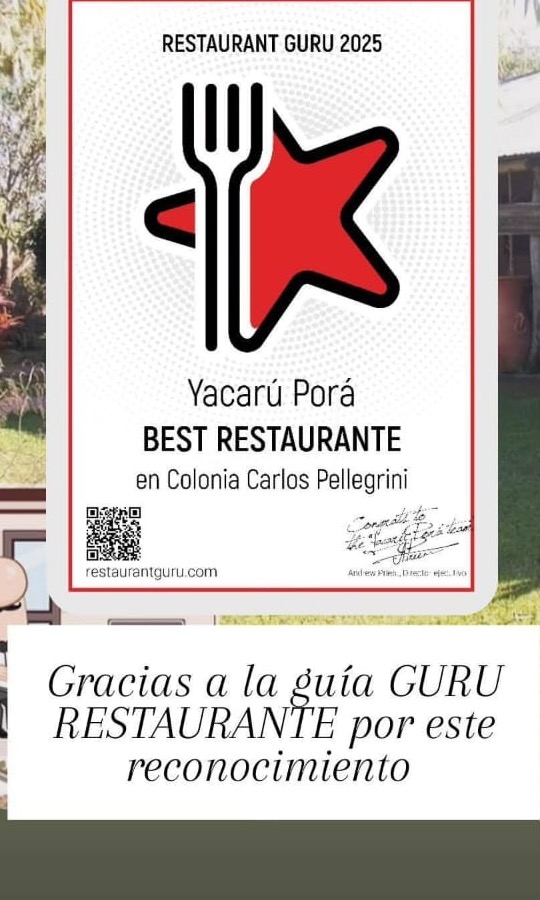 Reconocido como Best Restaurante 2025 de Colonia Carlos Pellegrini por Restaurant Guru